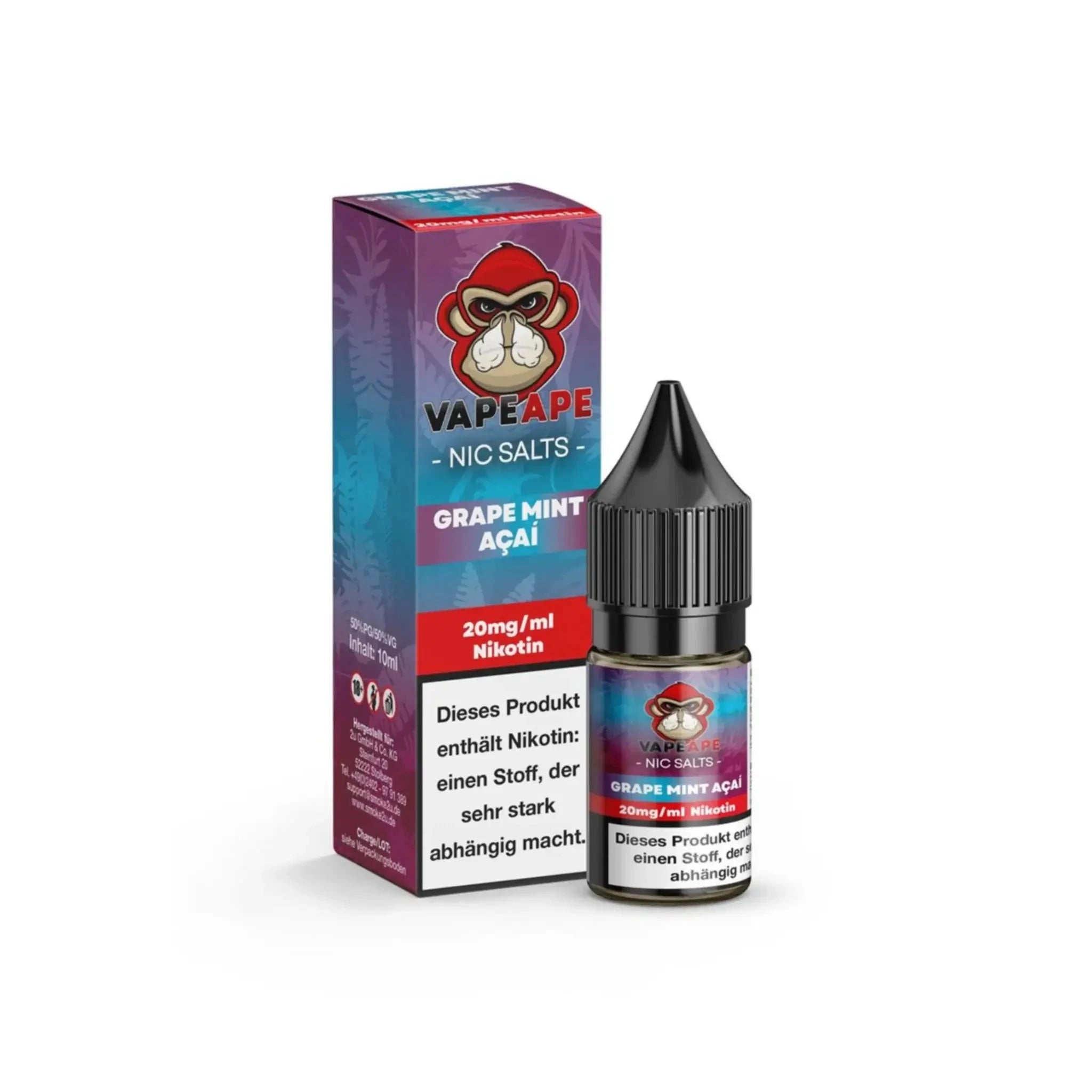 Automatenpaten VapeApe Liquid 10ml - Grape Mint Acai 20mg