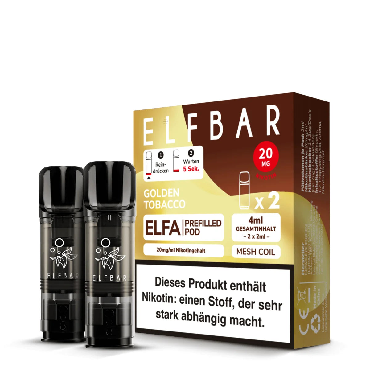 Elfa Mit Nikotin Elfa Pod mit 2% Nikotin - Golden Tobacco